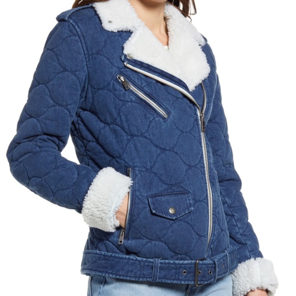 Levi's Quilted Denim Jacket Sherpa Moto - Picture 14 of 16